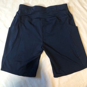 Navy Blue Biker Shorts with Pockets